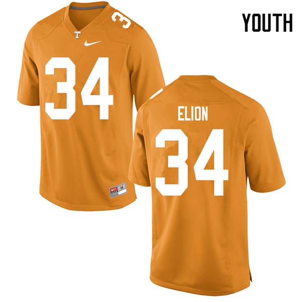 Youth #34 Malik Elion Tennessee Volunteers College Football Jerseys Sale-Orange